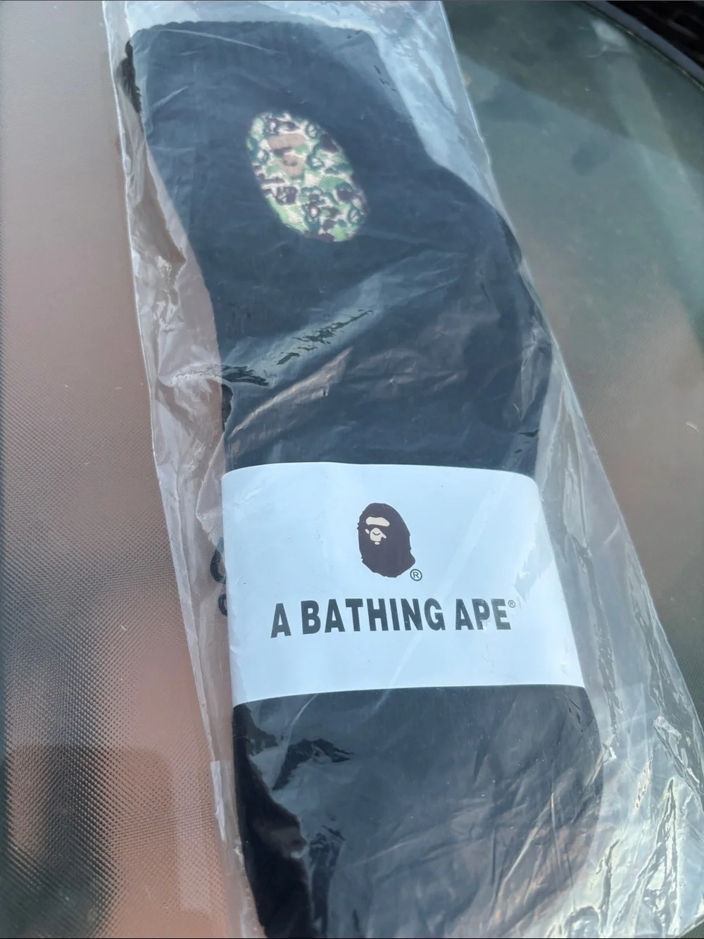 A Bathing Ape Black Men's Socks with Signature Ape Head